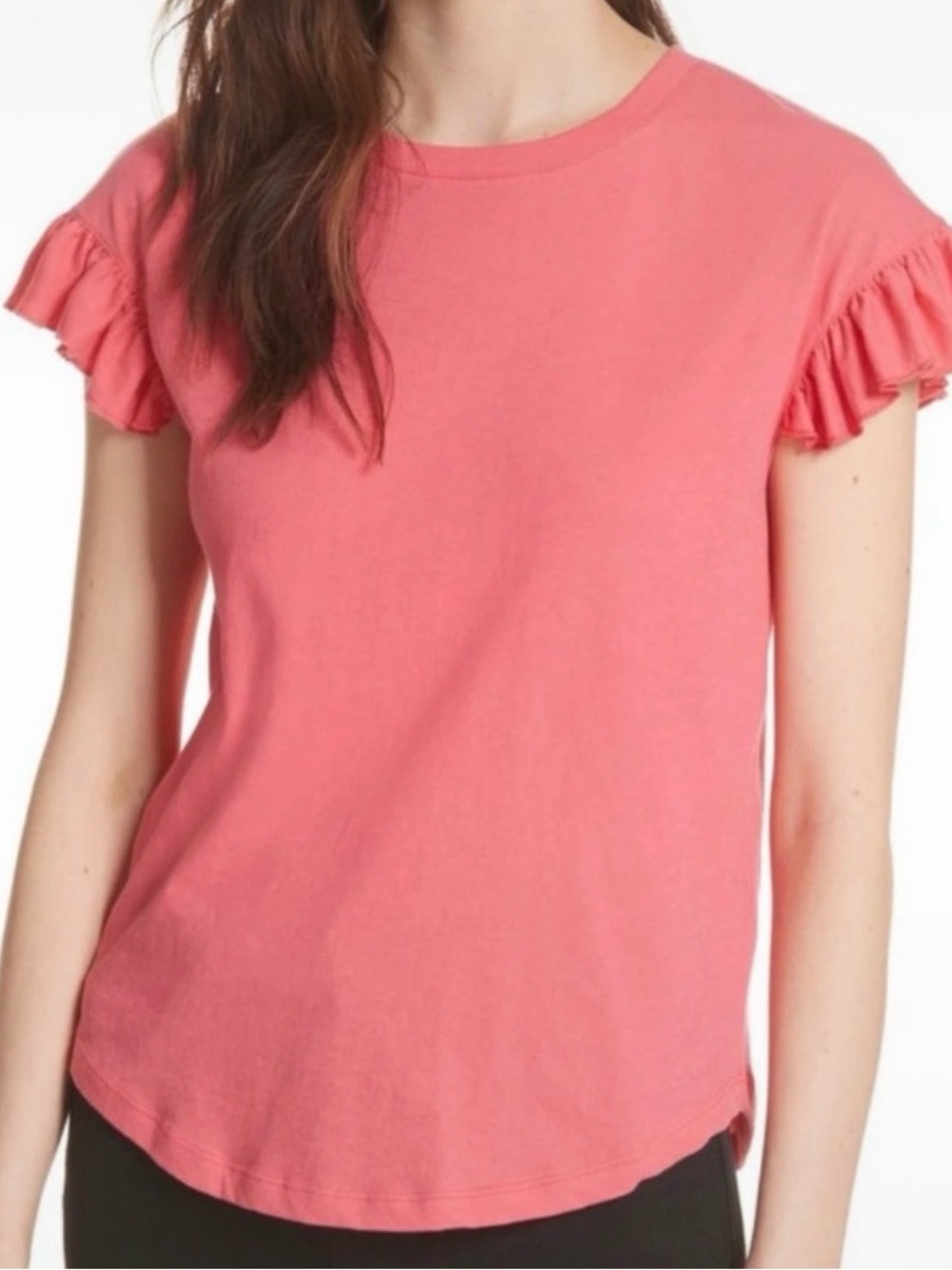 Kate Spade Broome Street Ruffle Sleeve Tee in Peach Sherbet